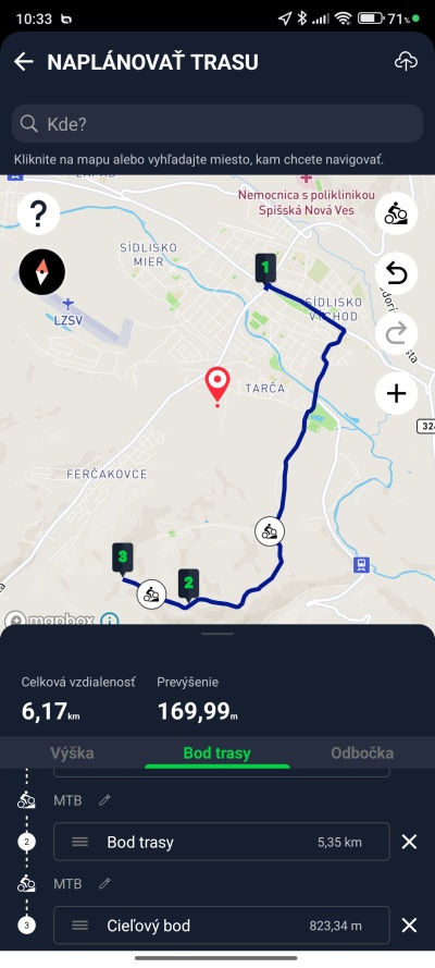 Plánovanie trasy Bryton Active