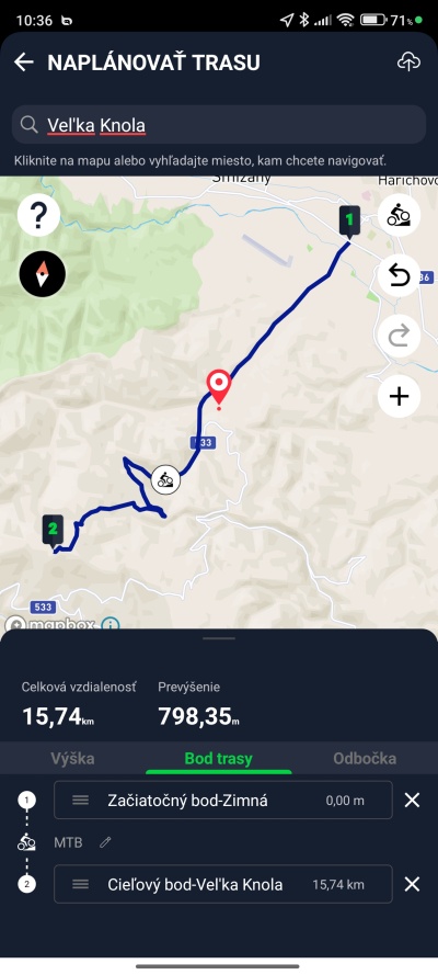 Plánovanie trasy Bryton Active