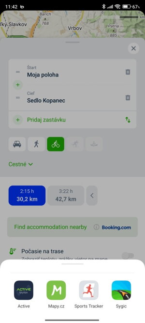 Plánovanie trasy cez mapy.com