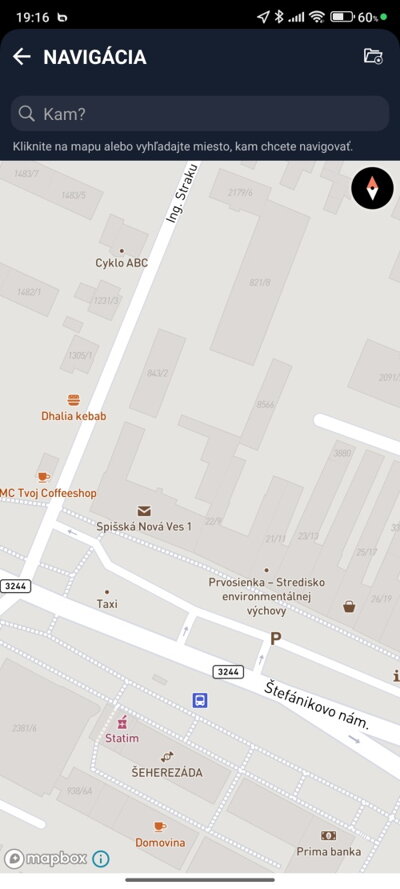 Mapa v aplikácii Active